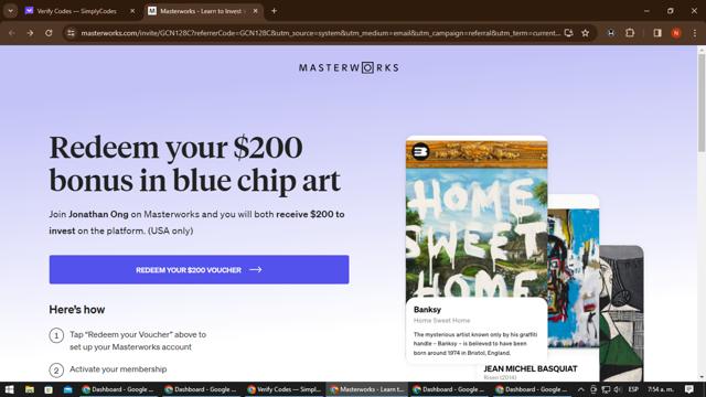 Masterworks checkout page showing Masterworks promo code box | Screenshot taken by SimplyCodes community member on Mar 16, 2024