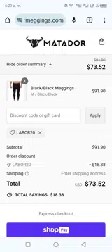 Labor20 coupon verification screenshot