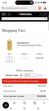 Mat&Max coupon verification screenshot