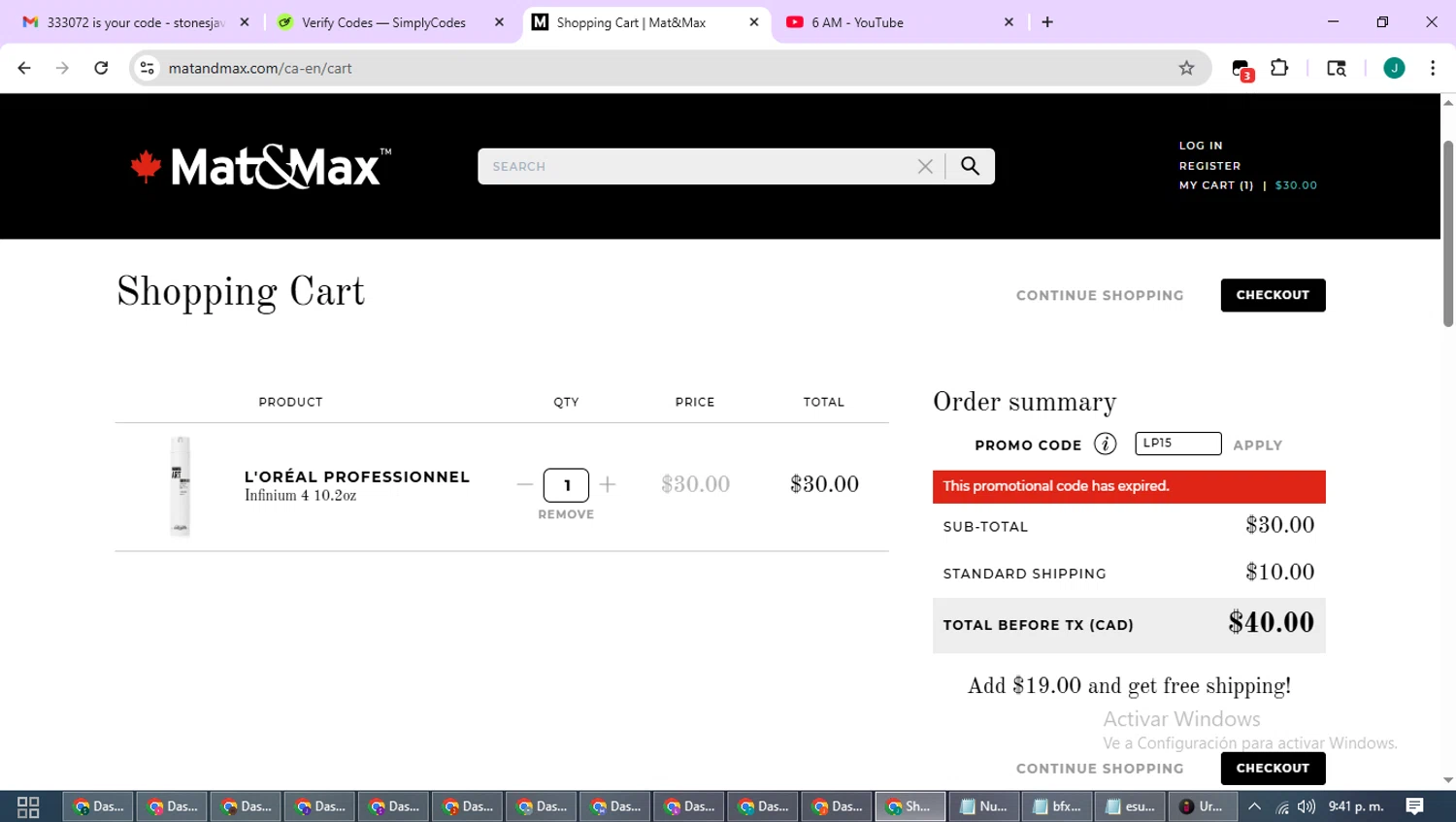 Mat&Max promo code screenshot showing code LP15 applied at Mat&Max checkout page. Uploaded by SimplyCodes community member SavvyCurator1770 on Nov 5, 2025