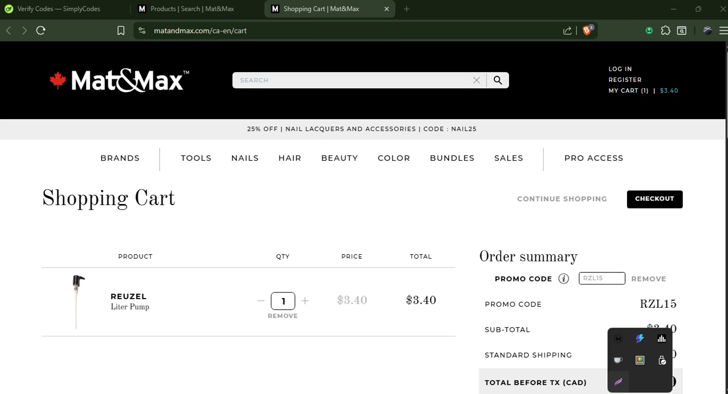Mat&Max checkout page showing Mat&Max promo code box | Screenshot taken by SimplyCodes community member on Jan 24, 2026