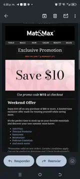 Mat&Max coupon verification screenshot