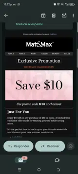 Mat&Max coupon verification screenshot
