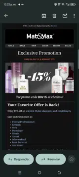 Mat&Max coupon verification screenshot