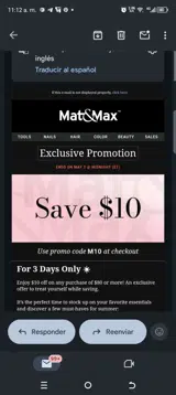 Mat&Max coupon verification screenshot