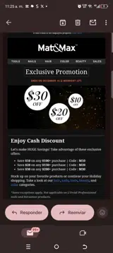Mat&Max coupon verification screenshot