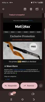 Mat&Max coupon verification screenshot