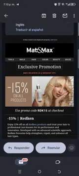 Mat&Max coupon verification screenshot