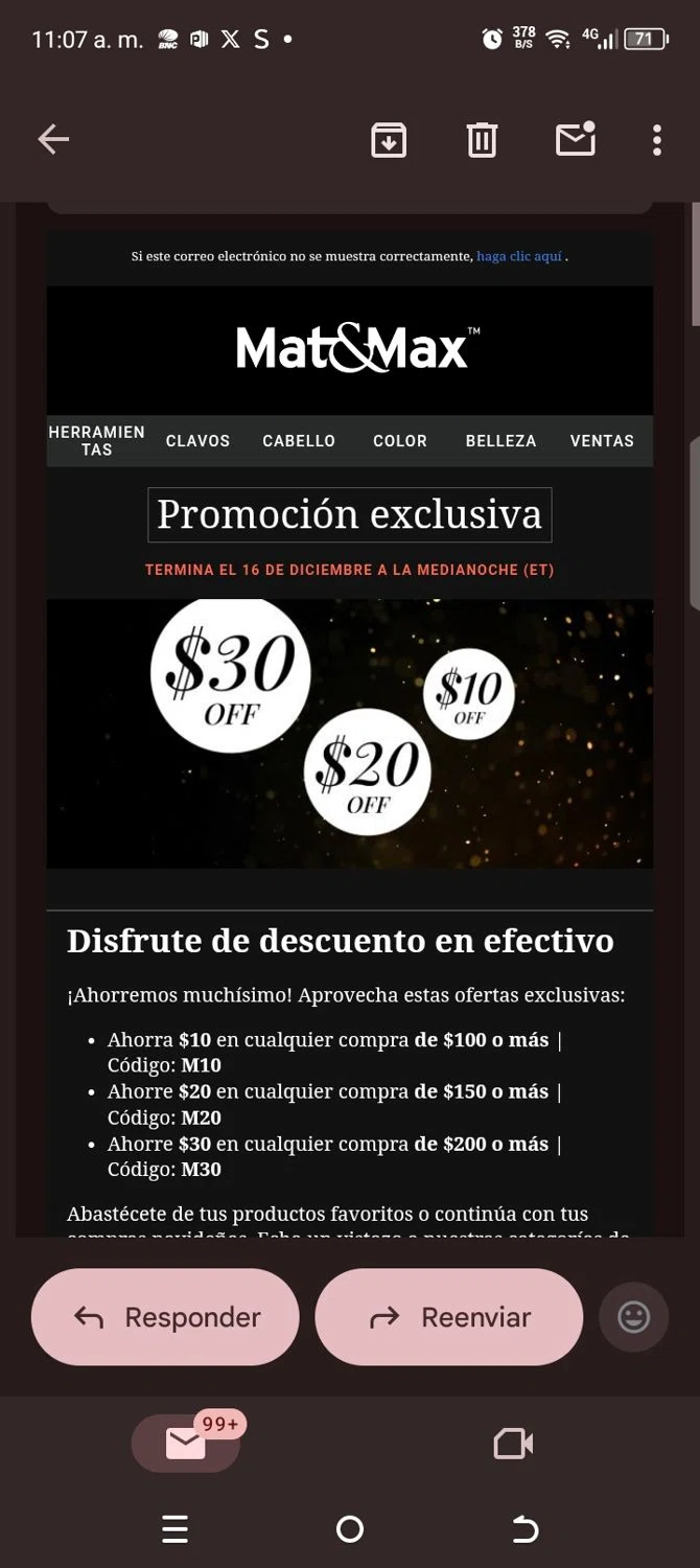 Mat&Max promo code screenshot showing code M30 applied at Mat&Max checkout page. Uploaded by SimplyCodes community member kellymoreno on Dec 16, 2025