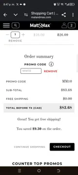 Mat&Max coupon verification screenshot