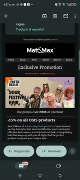 Mat&Max coupon verification screenshot
