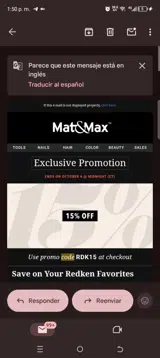 Mat&Max coupon verification screenshot