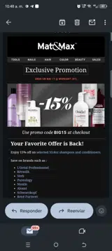 Mat&Max coupon verification screenshot