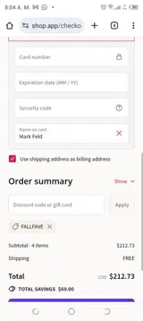 FALLFAVE coupon verification screenshot