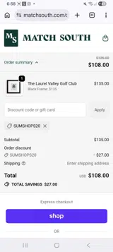 Sumshops20 coupon verification screenshot