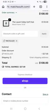 Nicola20 coupon verification screenshot
