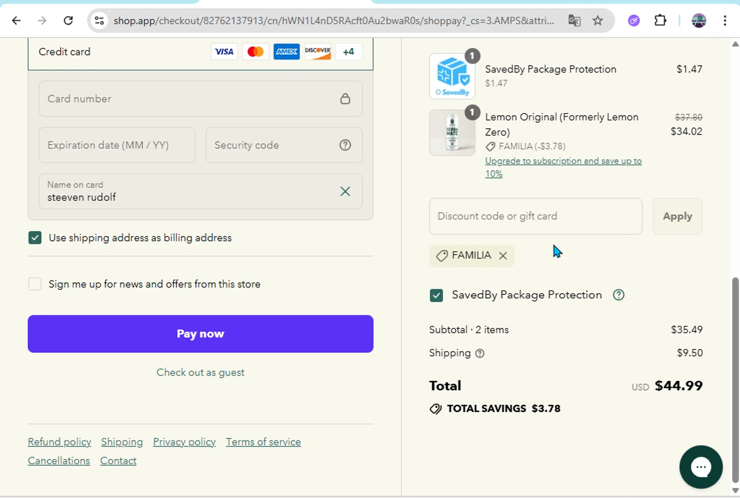 Mateina US promo code screenshot showing code FAMILIA applied at Mateina US checkout page. Uploaded by SimplyCodes community member DiscountGenius6081 on Aug 2, 2025