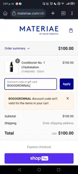 BOGOGROWNAL coupon verification screenshot