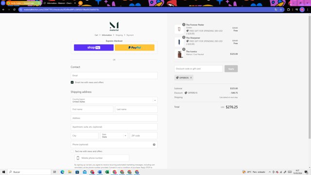 Material Kitchen checkout page showing Material Kitchen discount code box | Screenshot taken by SimplyCodes community member on May 15, 2024