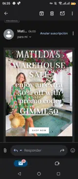 Matilda's coupon verification screenshot