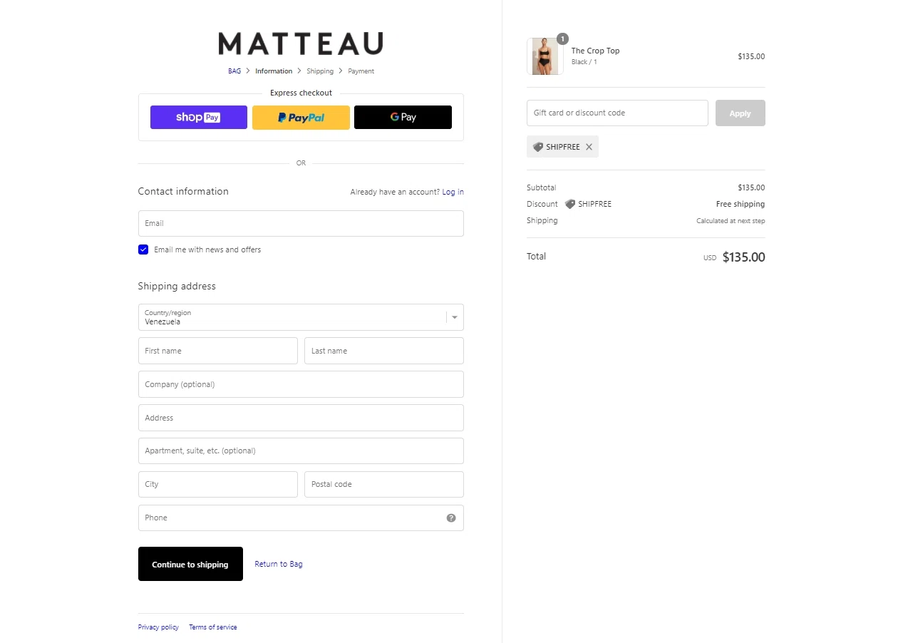 Matteau checkout page showing Matteau discount code box | Screenshot taken by SimplyCodes community member on Dec 14, 2021