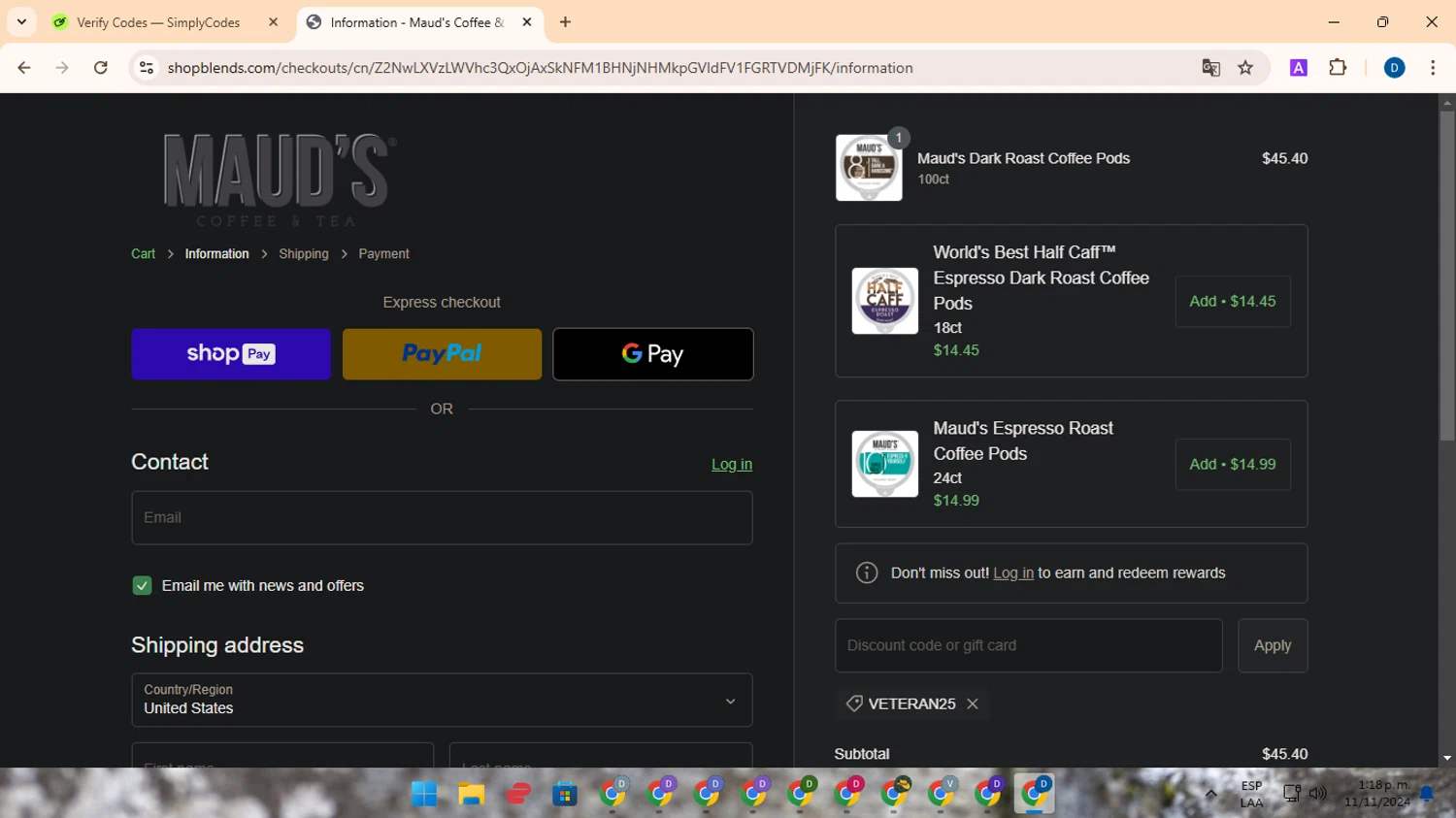 where to use Intelligent Blends promo code box