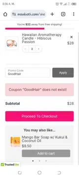 Maui Soap Company coupon verification screenshot