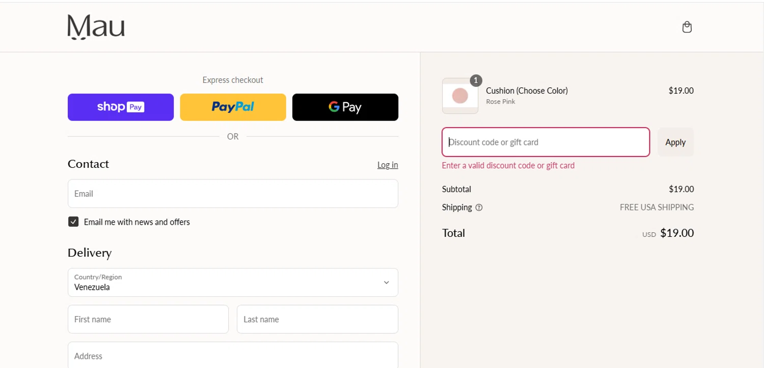 Mau Pets discount code screenshot showing code ILOVEPINK applied at Mau Pets checkout page. Uploaded by SimplyCodes community member LukaModric10 on Mar 4, 2025