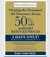 Maus & Hoffman coupon verification screenshot