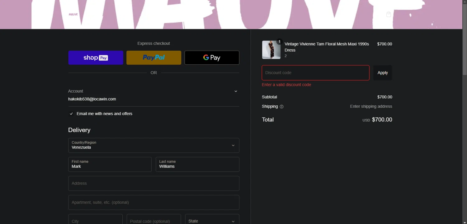 Mauve Shop promo code screenshot showing code MAUVEFRIDAY applied at Mauve Shop checkout page. Uploaded by SimplyCodes community member Nor_man on Dec 27, 2024