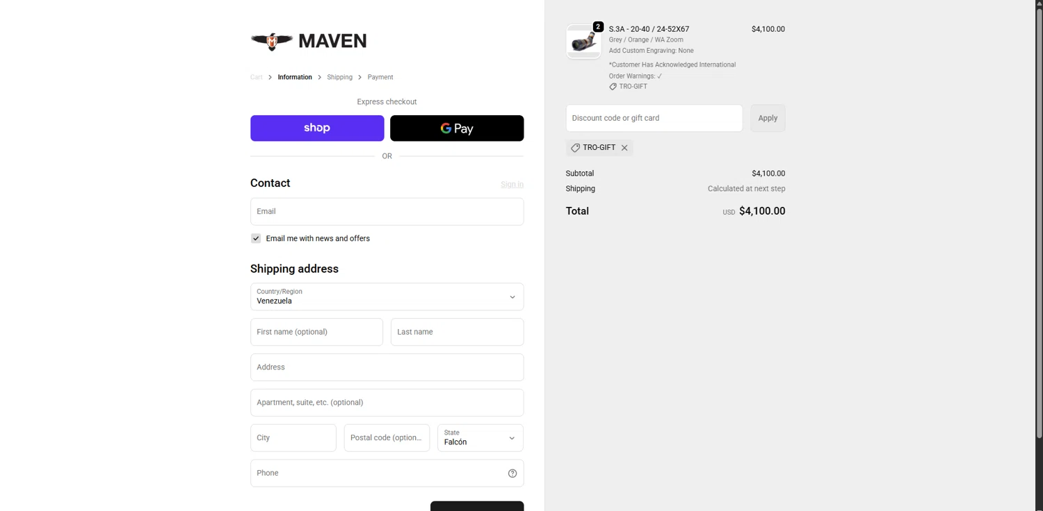Maven Built discount code screenshot showing code TRO-GIFT applied at Maven Built checkout page. Uploaded by SimplyCodes community member ScanWarden1089 on Dec 11, 2025