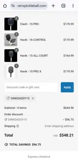 DINKDADDY15 coupon verification screenshot
