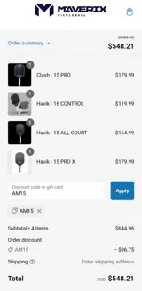AM15 coupon verification screenshot