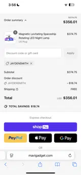 jaydensmith coupon verification screenshot