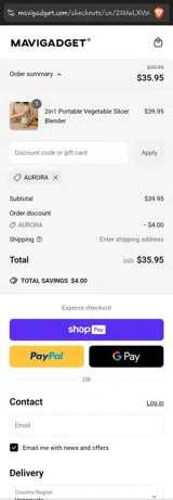 AURORA coupon verification screenshot