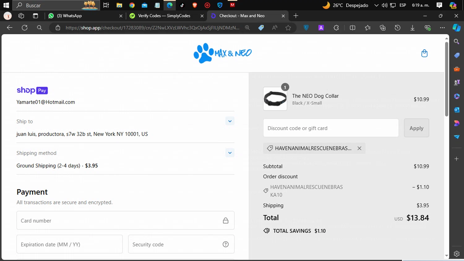 where to use Max and Neo promo code box