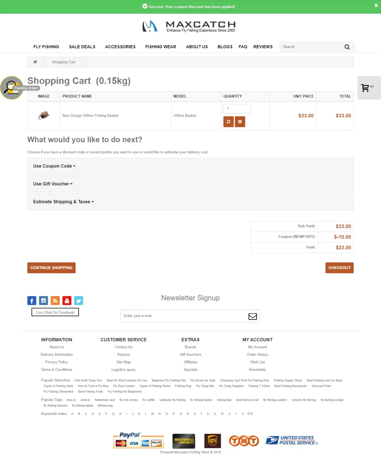 Maxcatch Fishing checkout page showing Maxcatch Fishing coupon code box | Screenshot taken by SimplyCodes community member on Jan 19, 2021