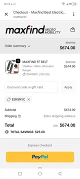 ESK8NYC coupon verification screenshot