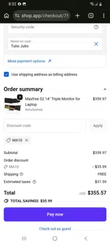 MA10 coupon verification screenshot