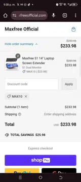 Max10 coupon verification screenshot