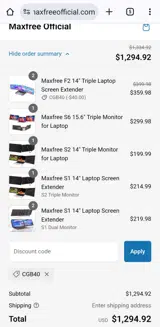 CGB40 coupon verification screenshot
