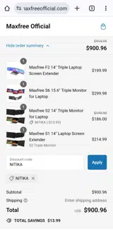 NIKITA coupon verification screenshot