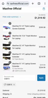 CGB15 coupon verification screenshot
