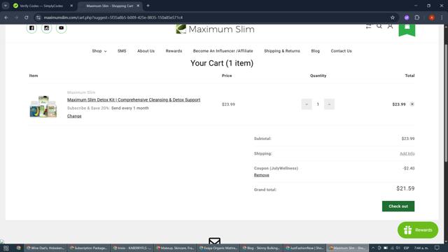 Maximum Slim checkout page showing Maximum Slim coupon code box | Screenshot taken by SimplyCodes community member on Aug 31, 2025