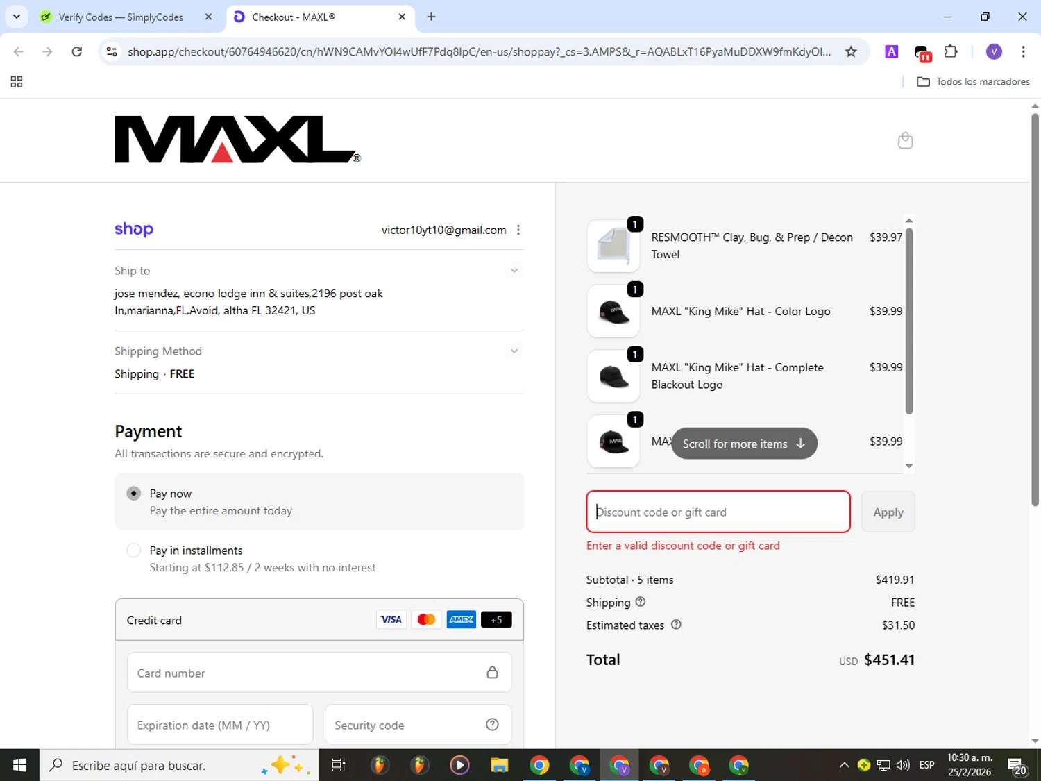 MAXL® promo code screenshot showing code bundledeal applied at MAXL® checkout page. Uploaded by SimplyCodes community member Gianpiero on Feb 25, 2026