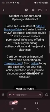 GRAND10 coupon verification screenshot