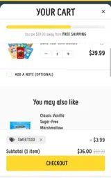 SWEETS10 coupon verification screenshot