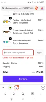 SHIP89 coupon verification screenshot