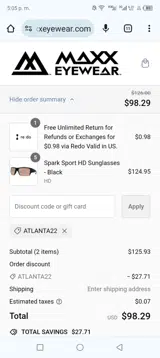 Atlanta22 coupon verification screenshot