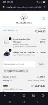THEBOWCOLLECTION coupon verification screenshot